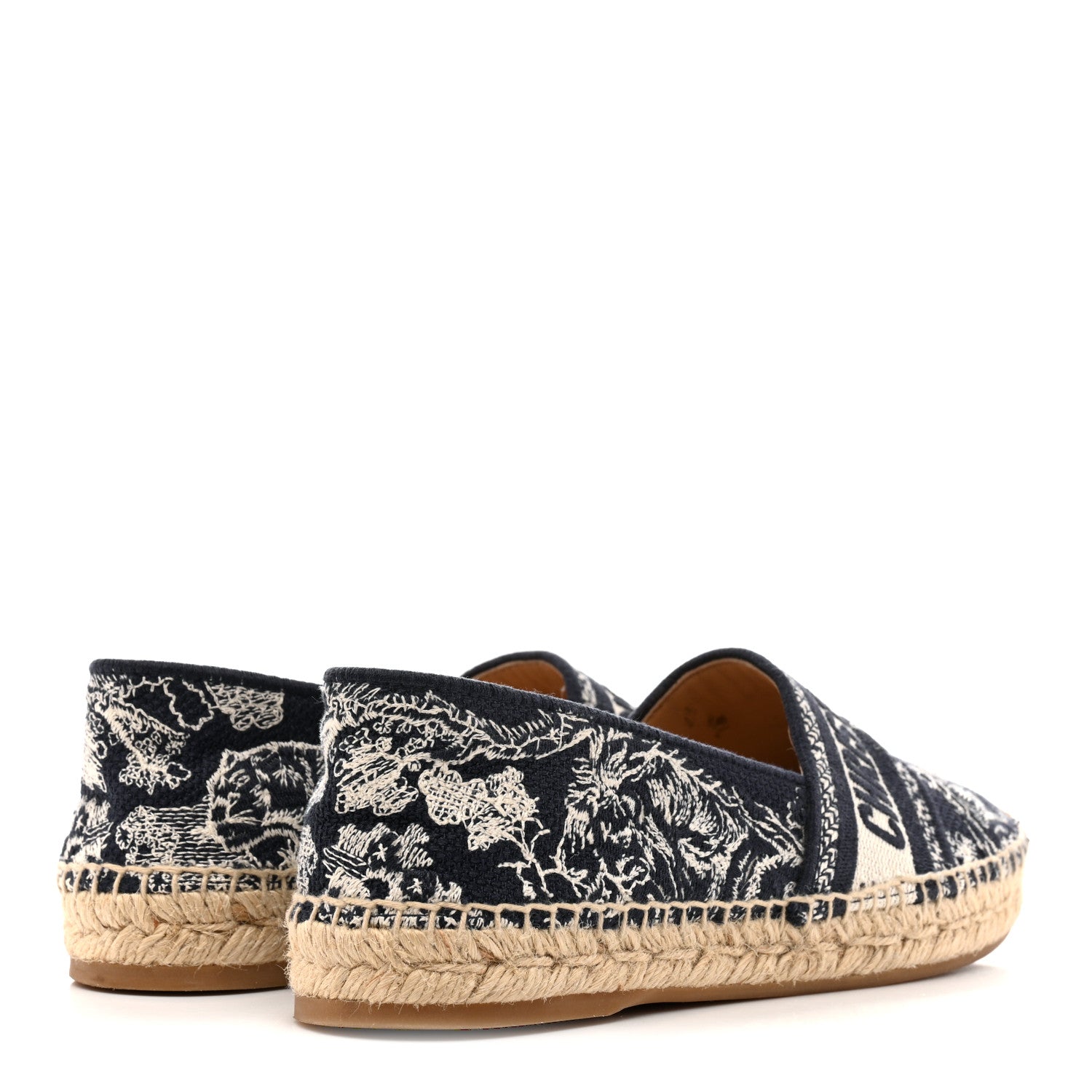 Christian Dior Embroidered Toile De Jouy Granville Espadrille 36