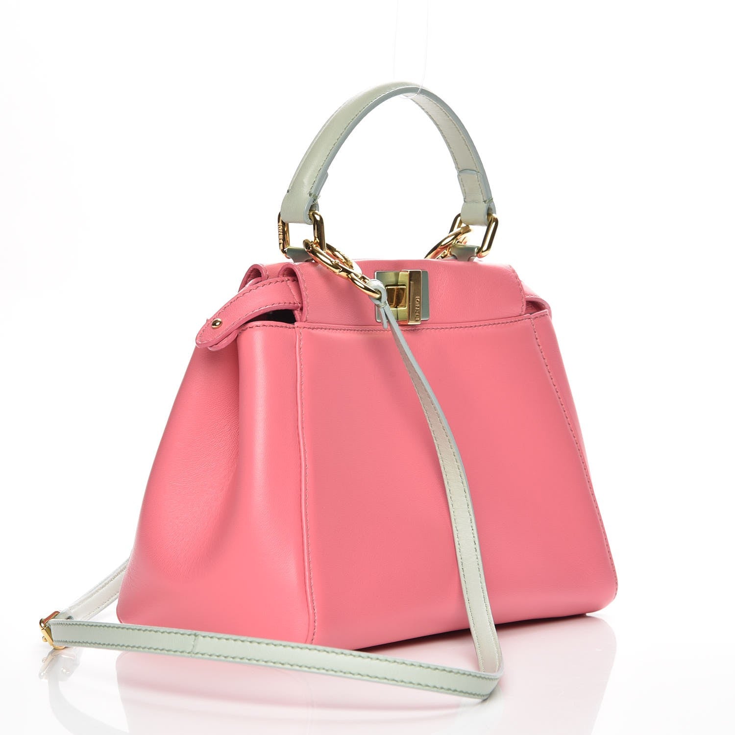 Fendi Nappa Colorblock Mini Peekaboo Iconic Satchel Rosa Fluo Oxigen Slate 4 of 9
