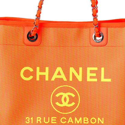 Chanel Mixed Fibers Calfskin Small Deauville Tote Orange Yellow 8 of 10