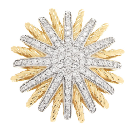 David Yurman 18K Yellow White Gold Diamond 30mm Starburst Ring 50 5.5 1 of 4
