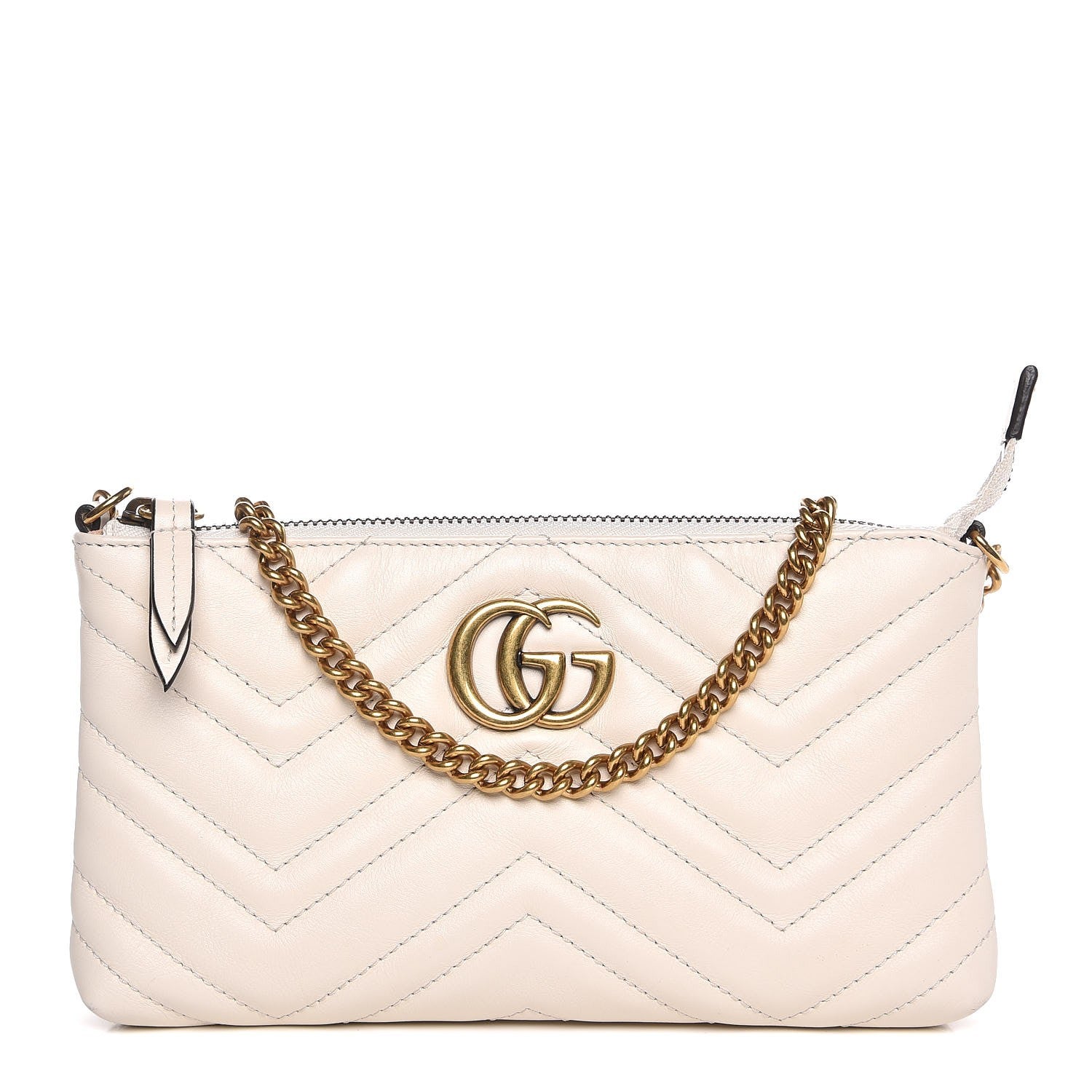Gucci Calfskin Matelasse Mini GG Marmont Chain Bag White 1 of 7