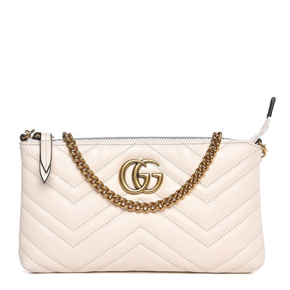 Gucci Calfskin Matelasse Mini GG Marmont Chain Bag White 1 of 7