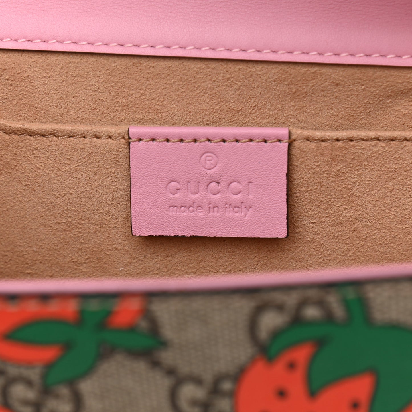 GG Supreme Monogram Strawberry Small Padlock Shoulder Bag