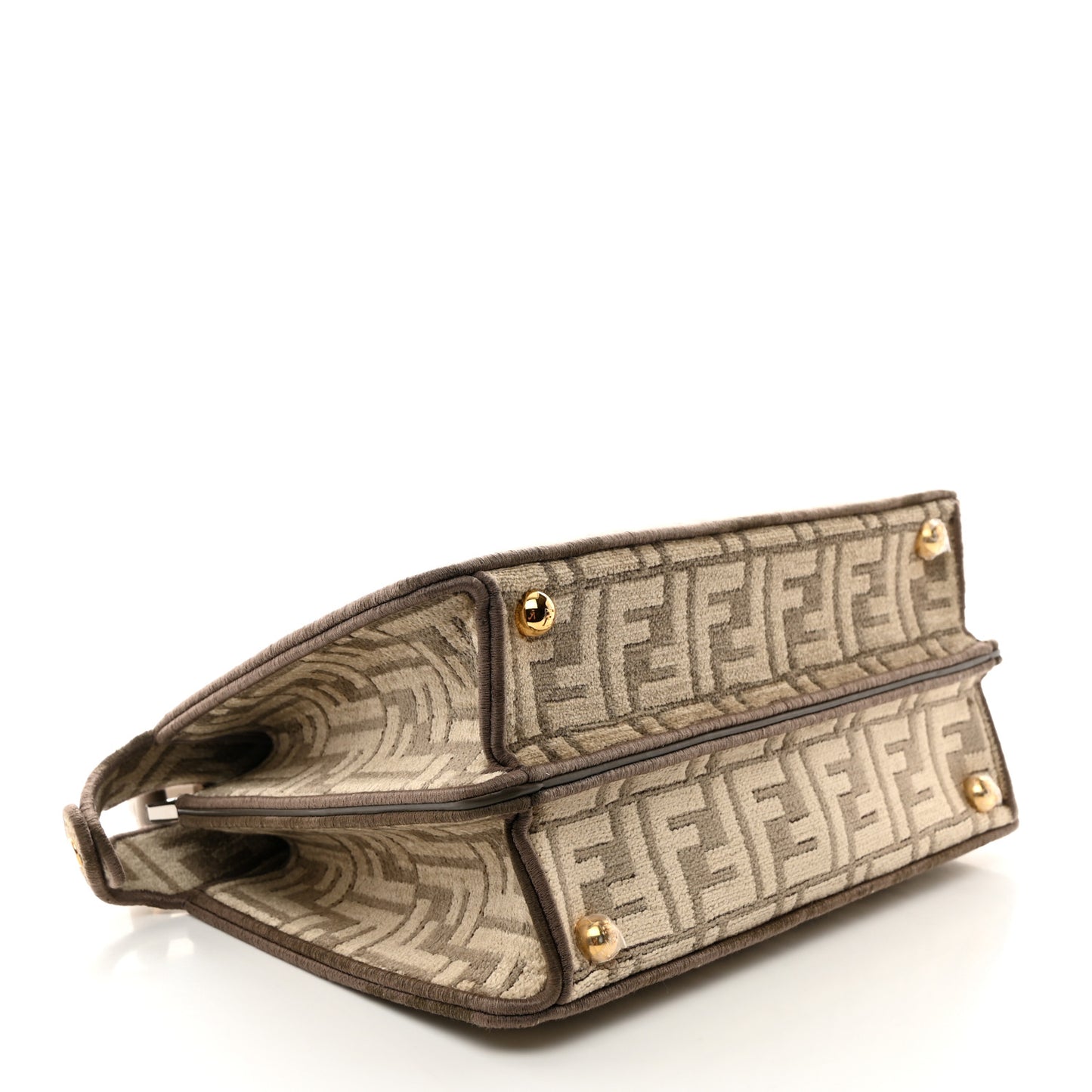 Chenille Vitello Seta FF Small Peekaboo I SEE U Satchel Tortora Nuvola