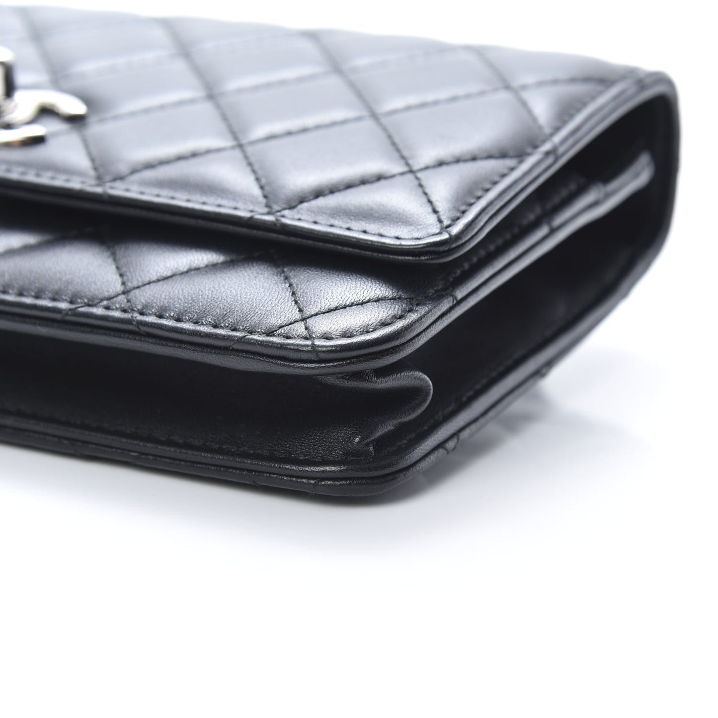 Lambskin Quilted Trendy CC Wallet On Chain WOC Black