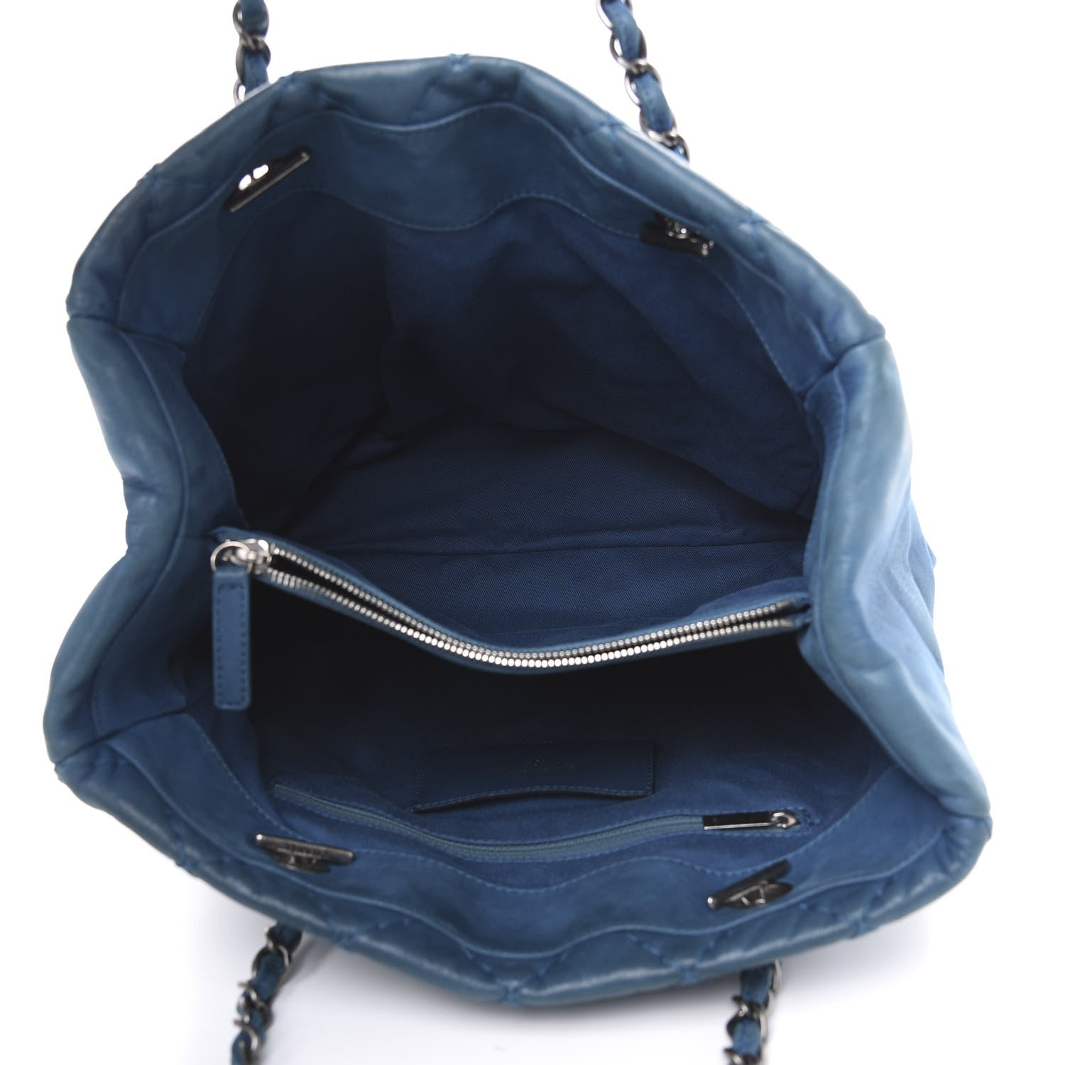 Chanel Iridescent Calfskin Quilted Shopping Tote Blue 5 of 19