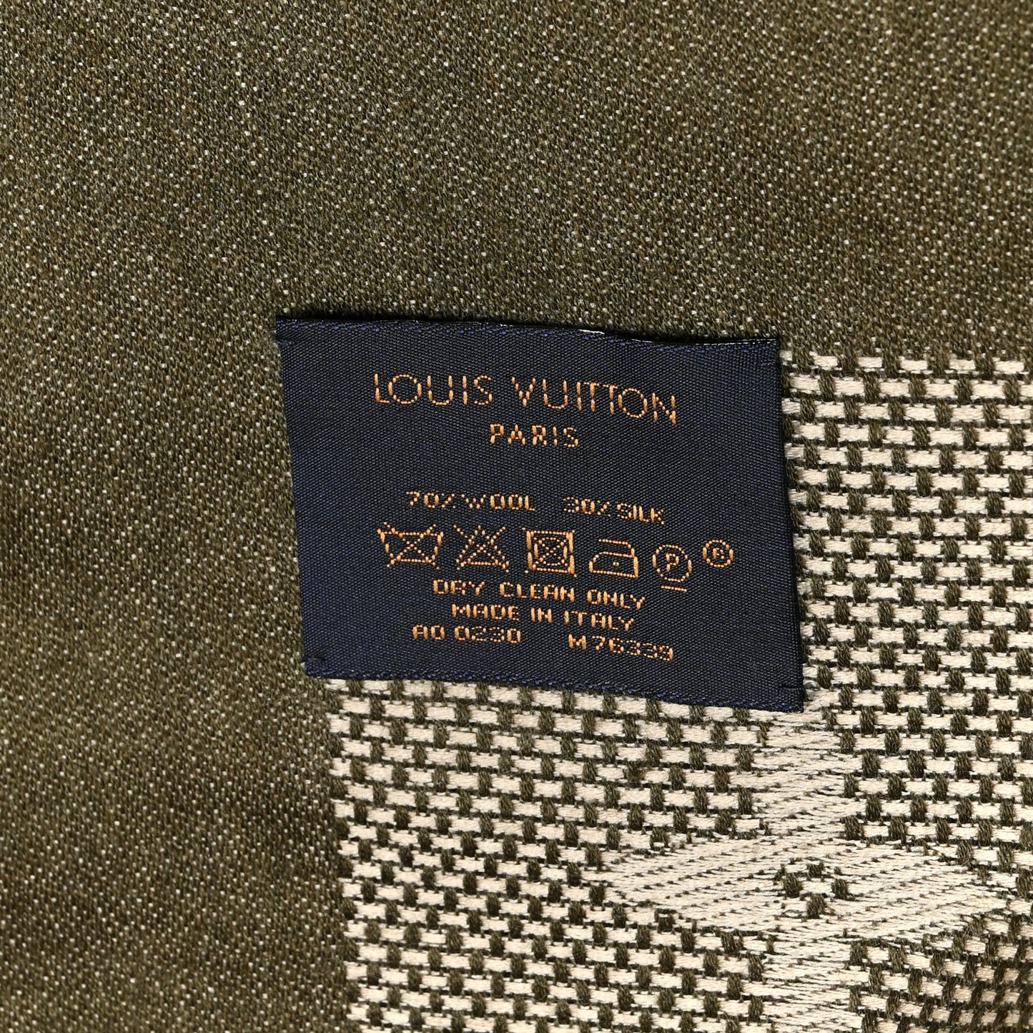 Silk Wool Monogram Neo Natte Shawl Kaki