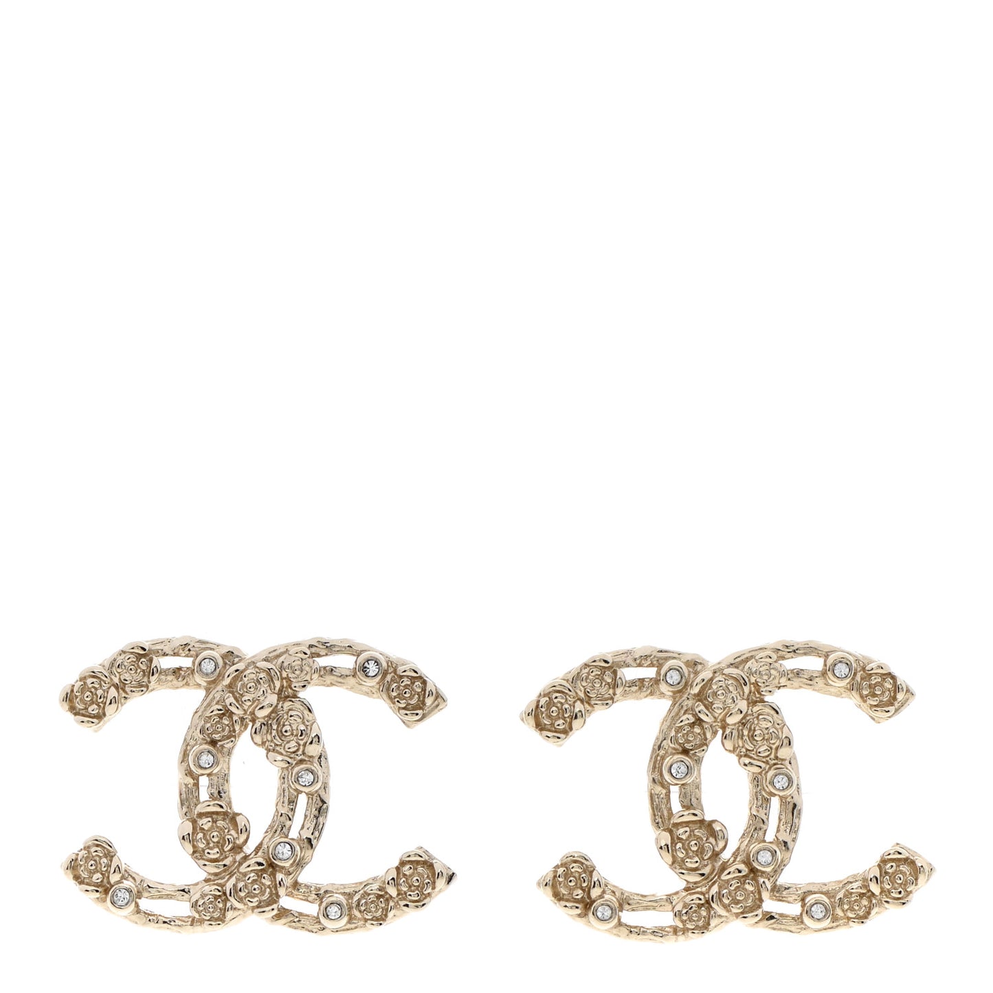 Crystal CC Camellia Earrings Gold