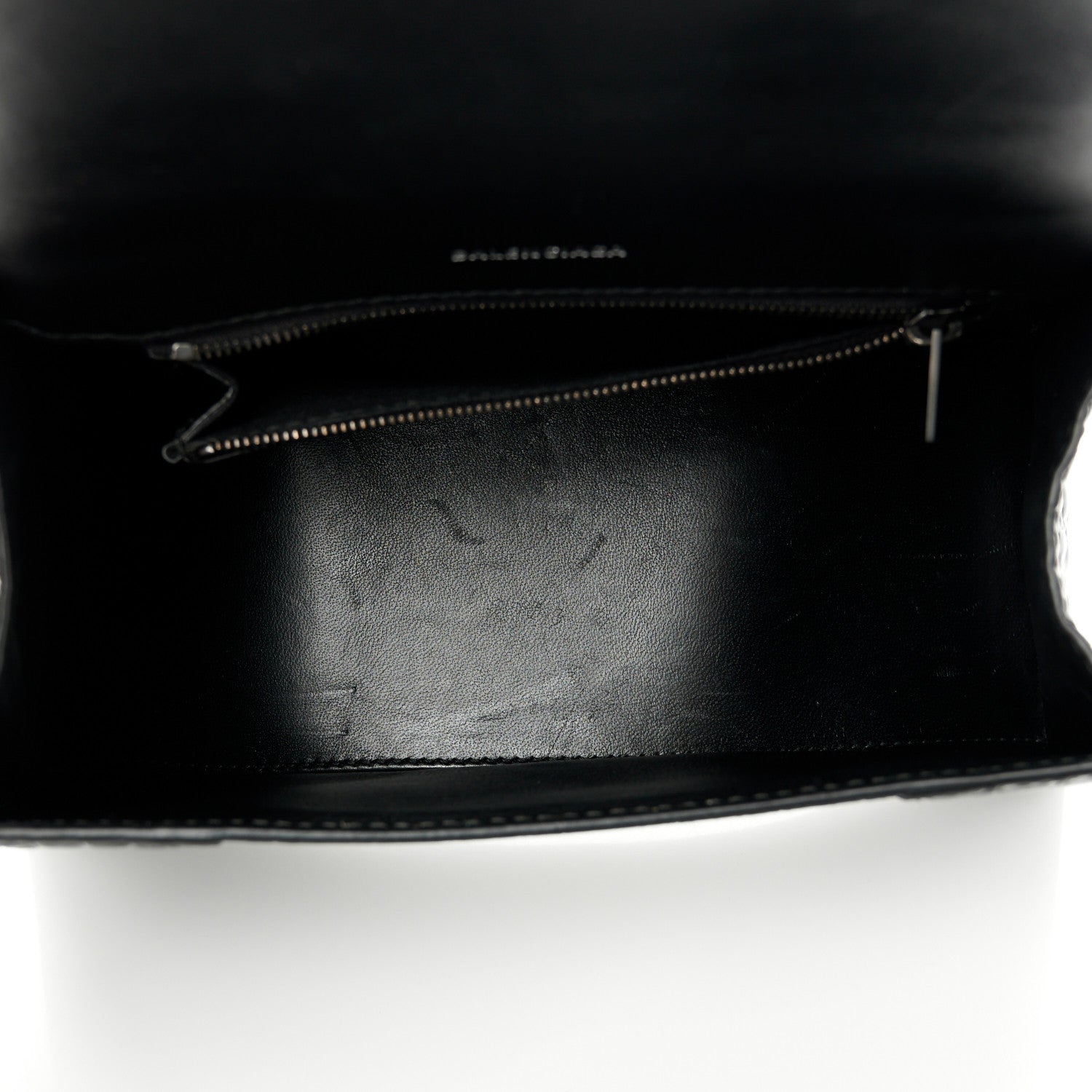 Balenciaga Shiny Calfskin Monochrome Crocodile Embossed Small Hourglass Top Handle Bag Black 5 of 11