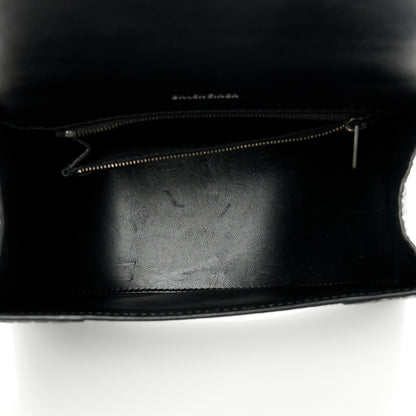 Balenciaga Shiny Calfskin Monochrome Crocodile Embossed Small Hourglass Top Handle Bag Black 5 of 11