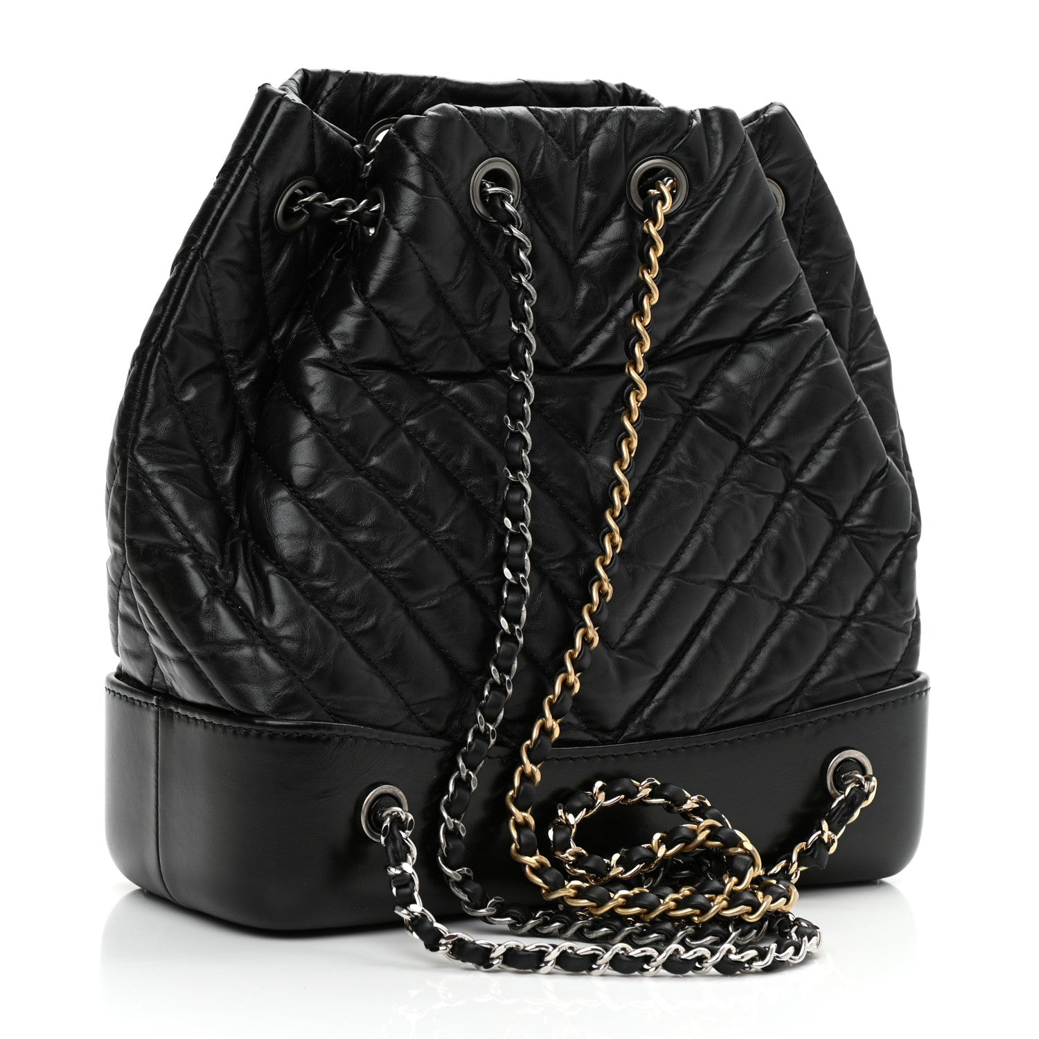 Chanel Aged Calfskin Chevron Quilted Small Gabrielle Backpack Black 3 of 10