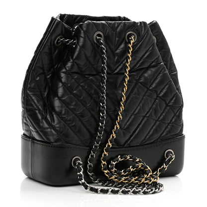Chanel Aged Calfskin Chevron Quilted Small Gabrielle Backpack Black 3 of 10