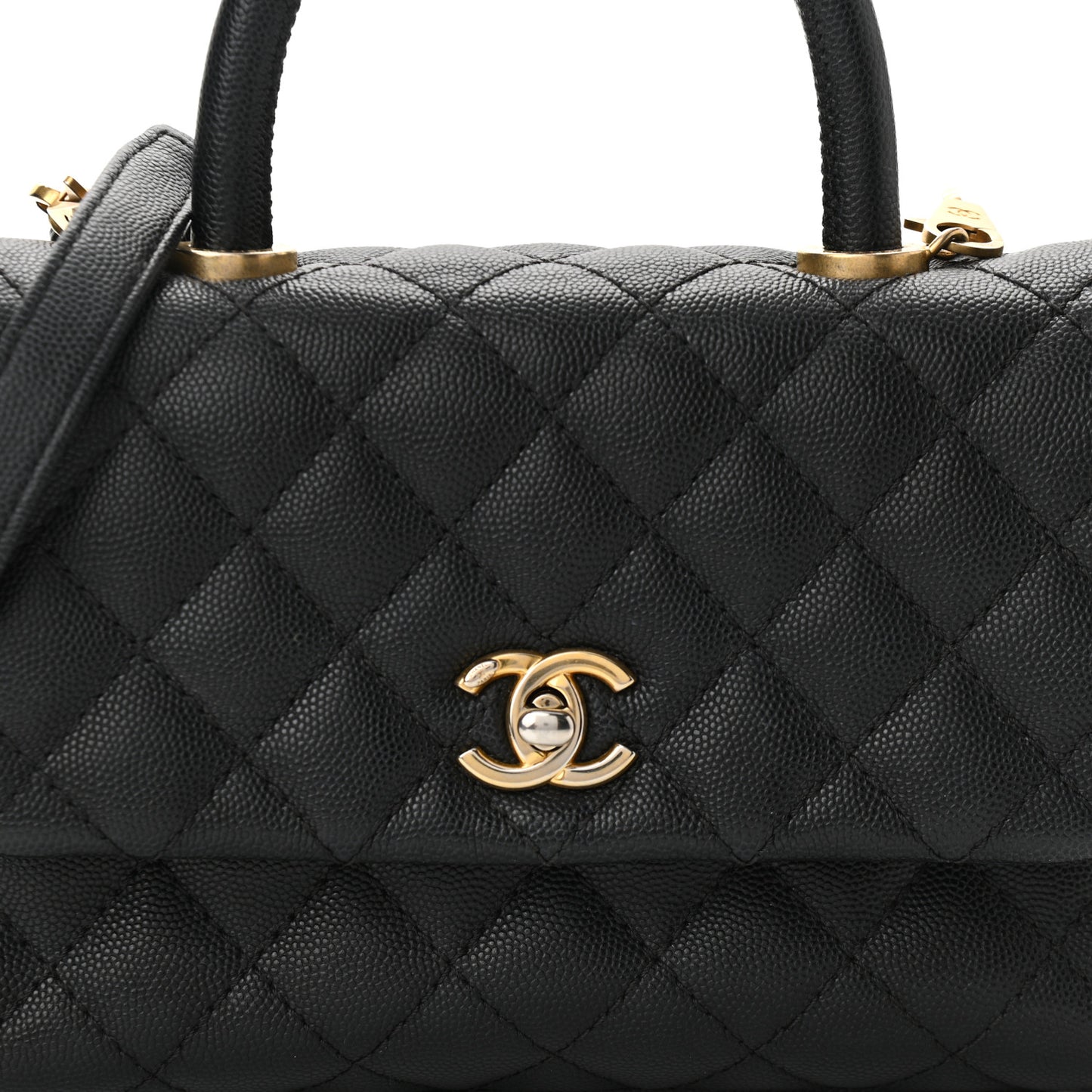 Caviar Quilted Mini Coco Handle Flap Black