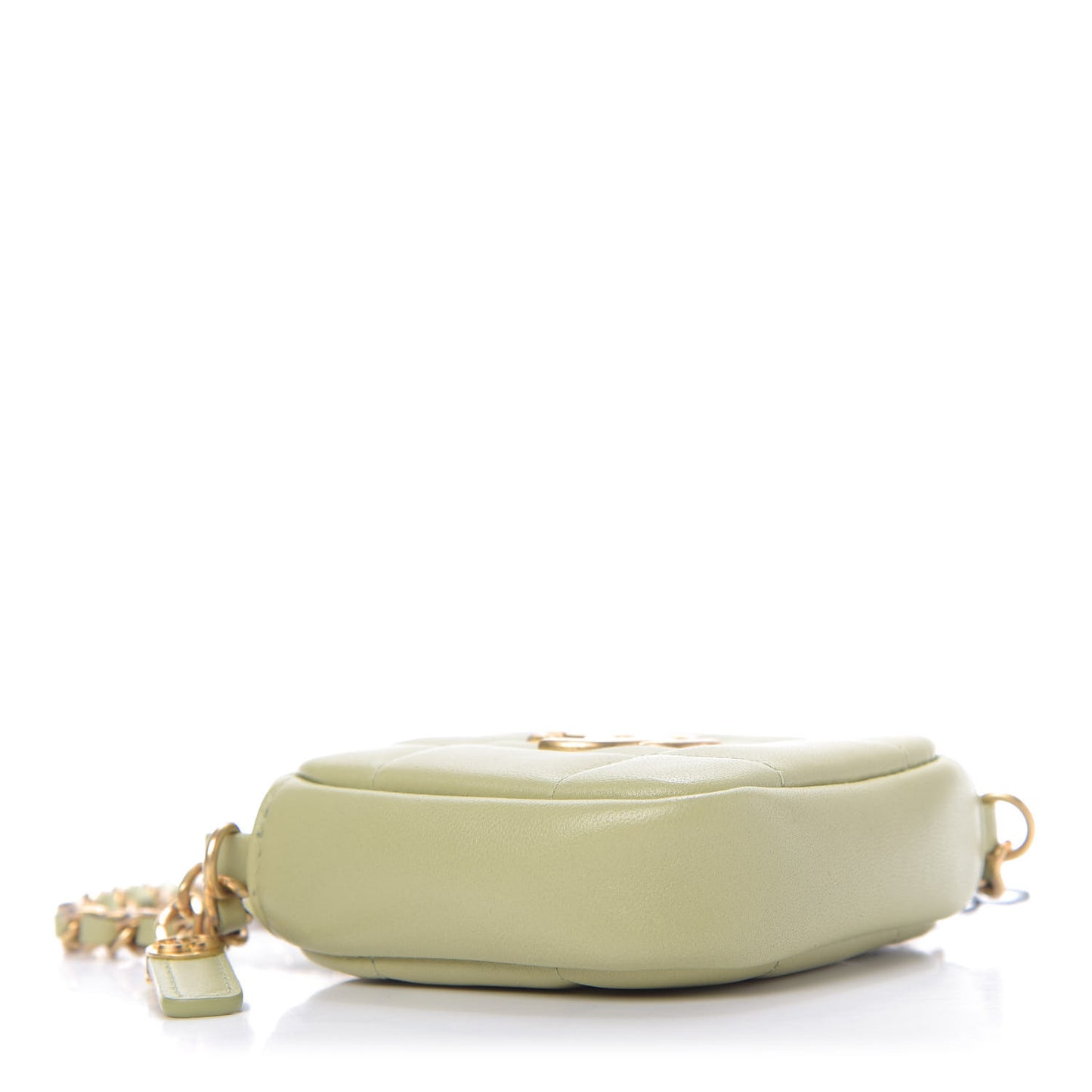 Lambskin Quilted Diamond Coin Purse With Chain Green