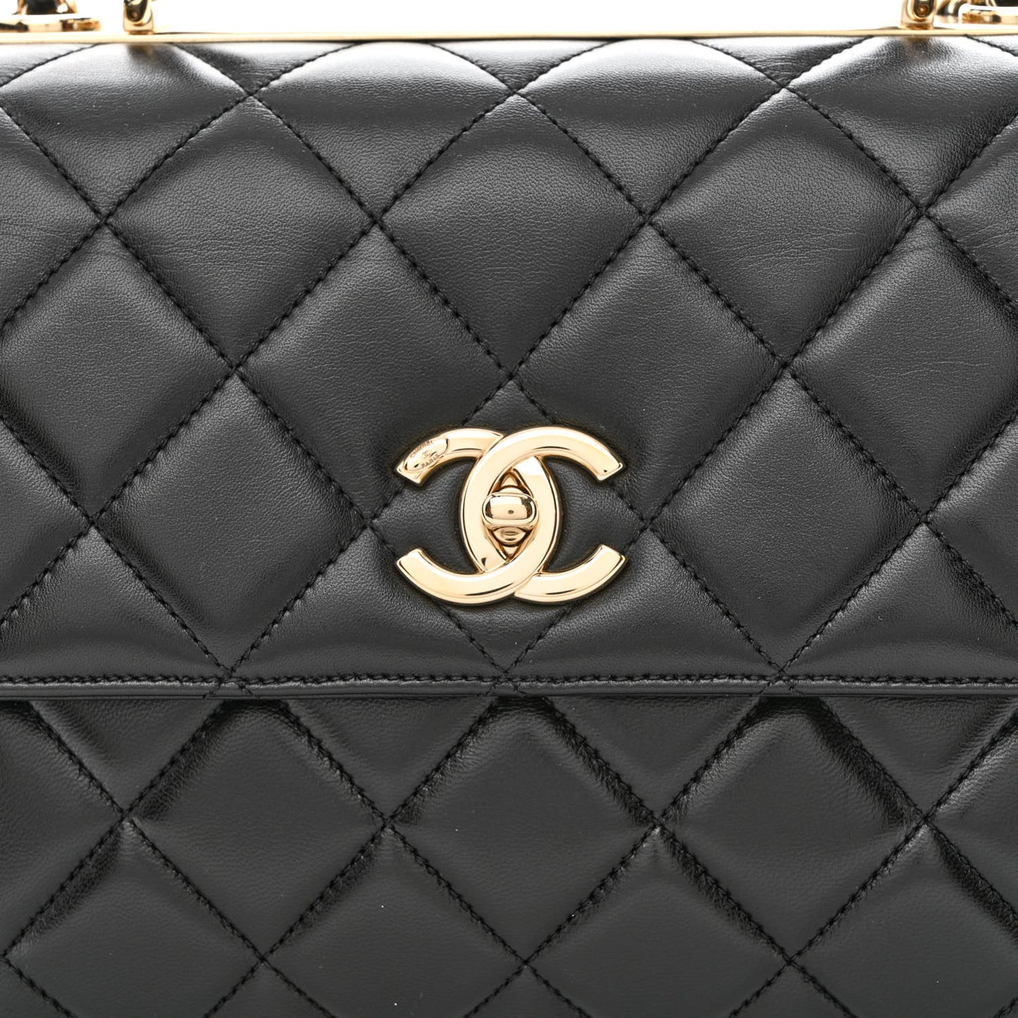 Lambskin Quilted Medium Trendy CC Flap Dual Handle Bag Black