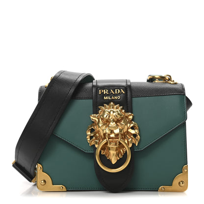 Prada Antic Soft Saffiano Lions Head Cahier Shoulder Bag Assenzio Black 1 of 9