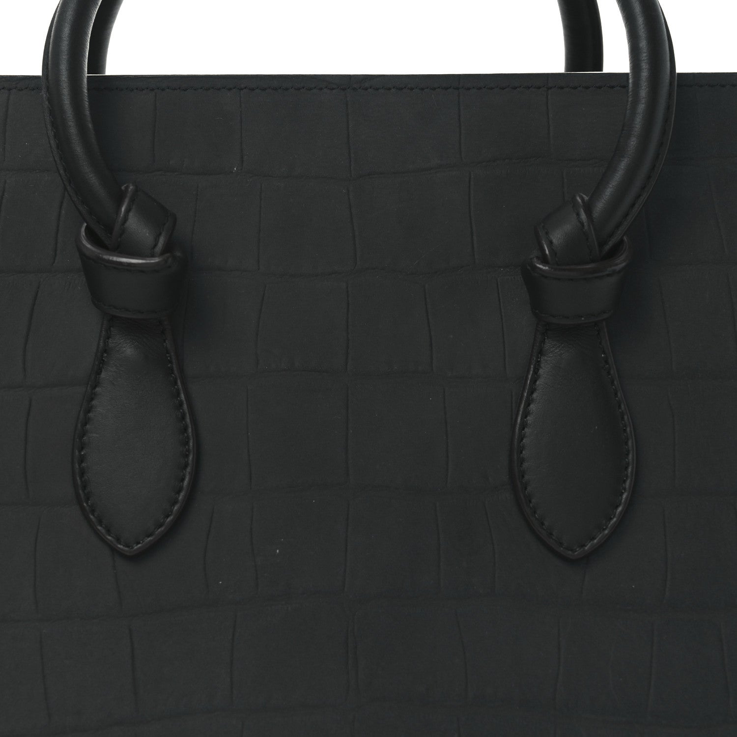 Celine Smooth Calfskin Nubuck Crocodile Embossed Small Tie Knot Tote Navy 7 of 9
