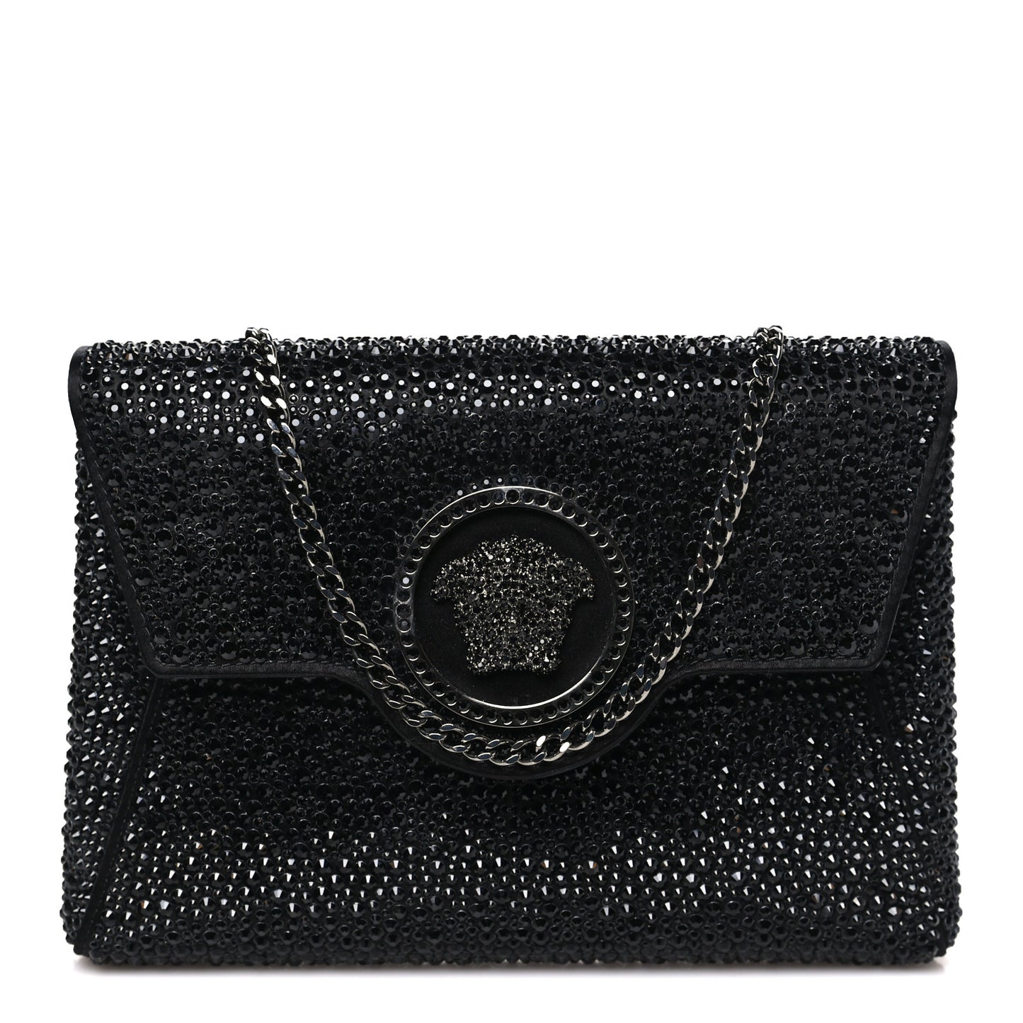 Crystal La Medusa Envelope Clutch Black