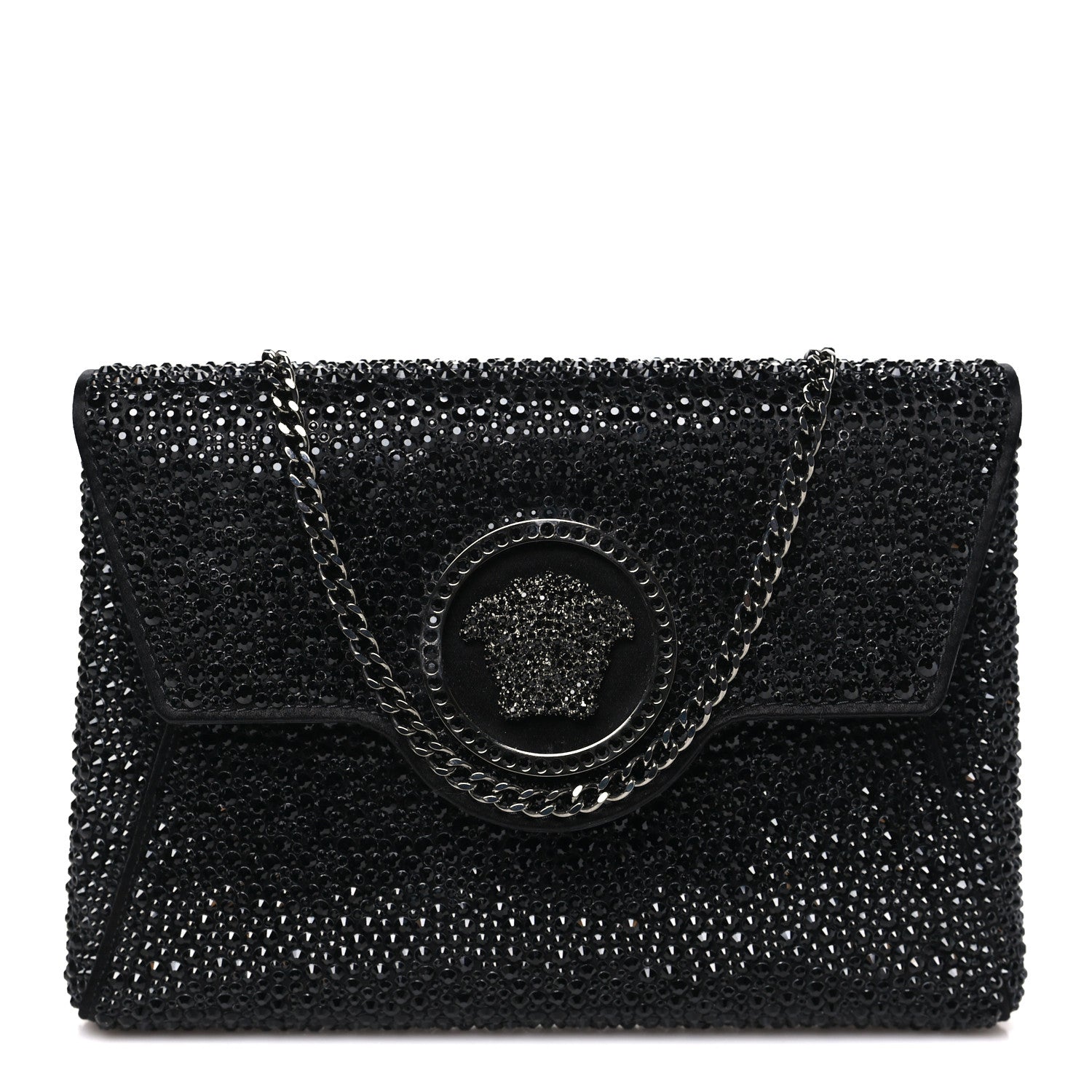 Versace Crystal La Medusa Envelope Clutch Black 1 of 10