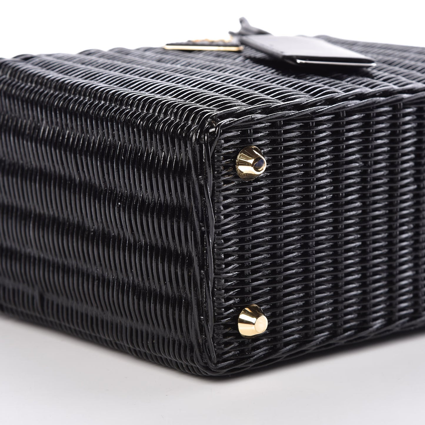 Wicker Canvas Shoulder Bag Black