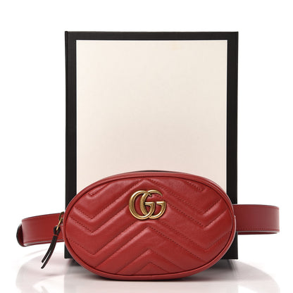 Gucci Calfskin Matelasse GG Marmont Belt Bag 85 34 Hibiscus Red 11 of 11