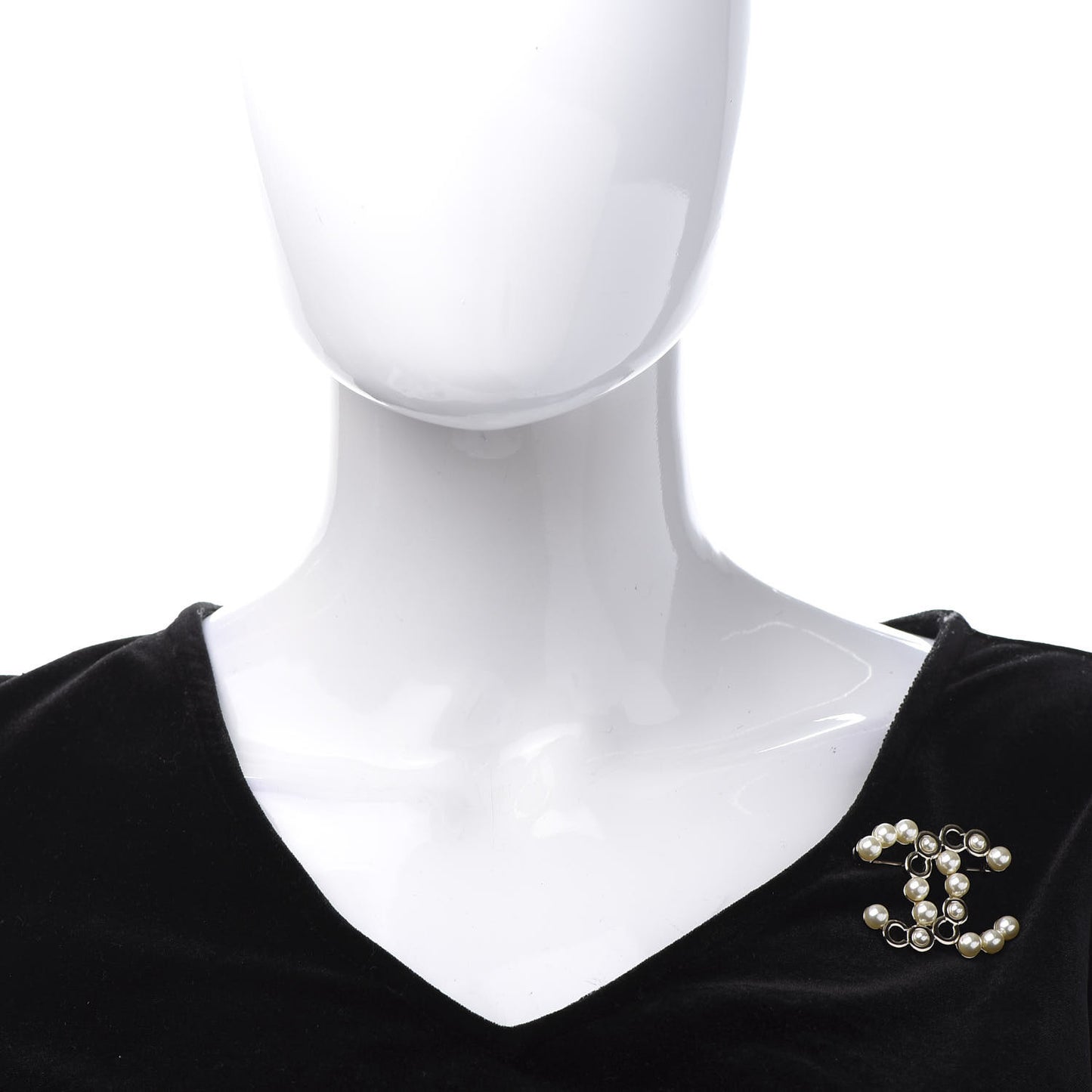 Pearl Coco CC Brooch Gold