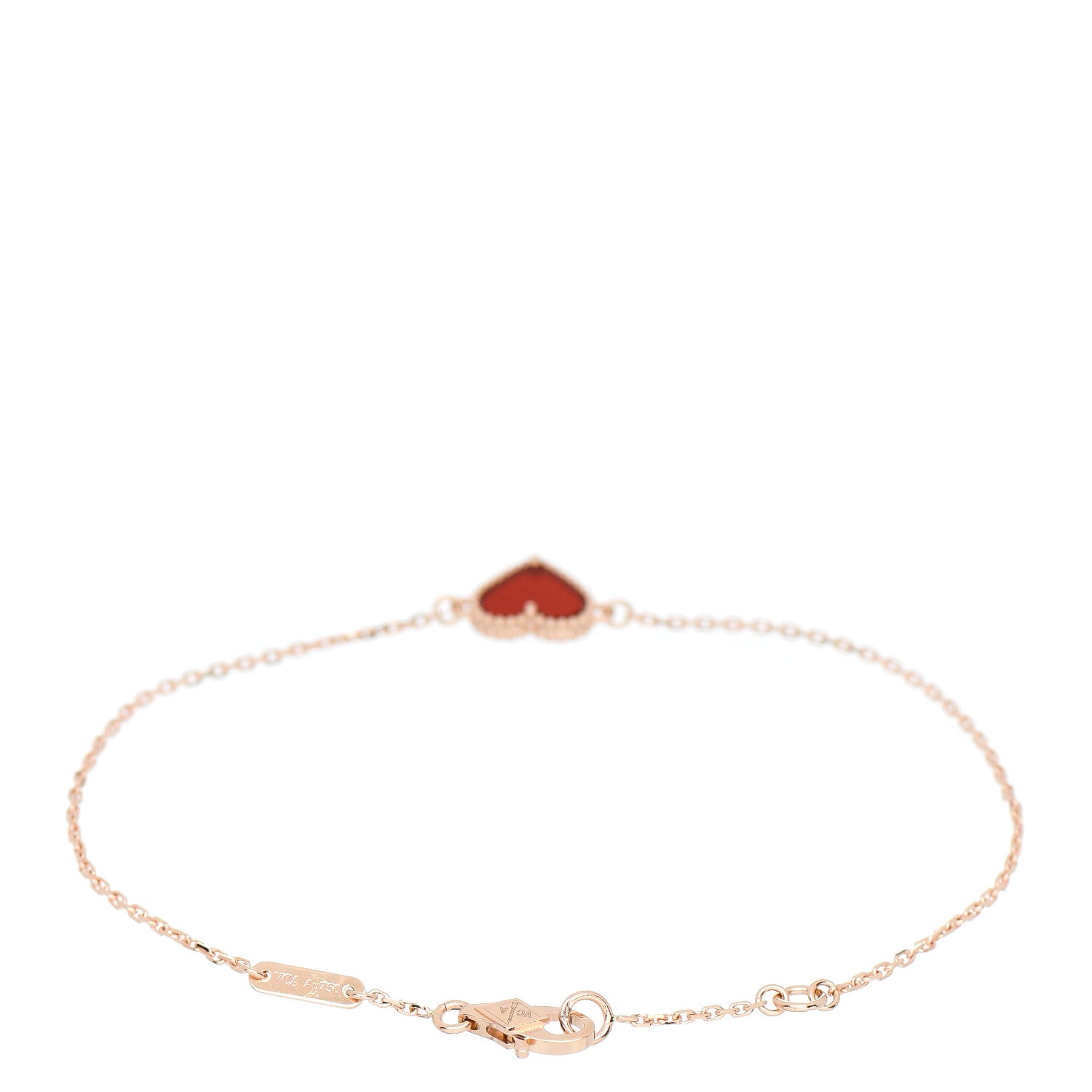 Van Cleef & Arpels 18K Rose Gold Carnelian Sweet Alhambra Heart Bracelet 2 of 3