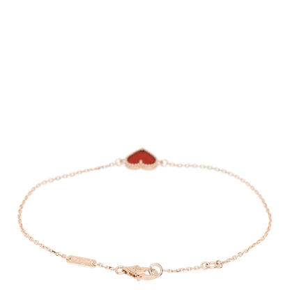 Van Cleef & Arpels 18K Rose Gold Carnelian Sweet Alhambra Heart Bracelet 2 of 3