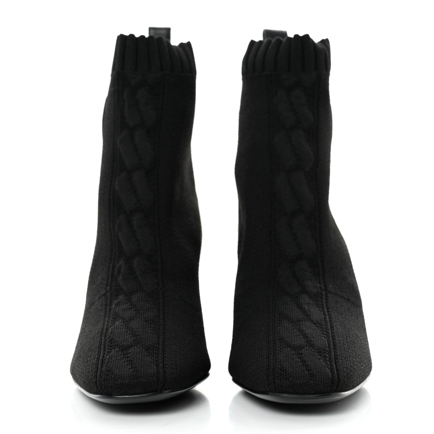 Knit Calfskin Volver Ankle Boots 35 Black