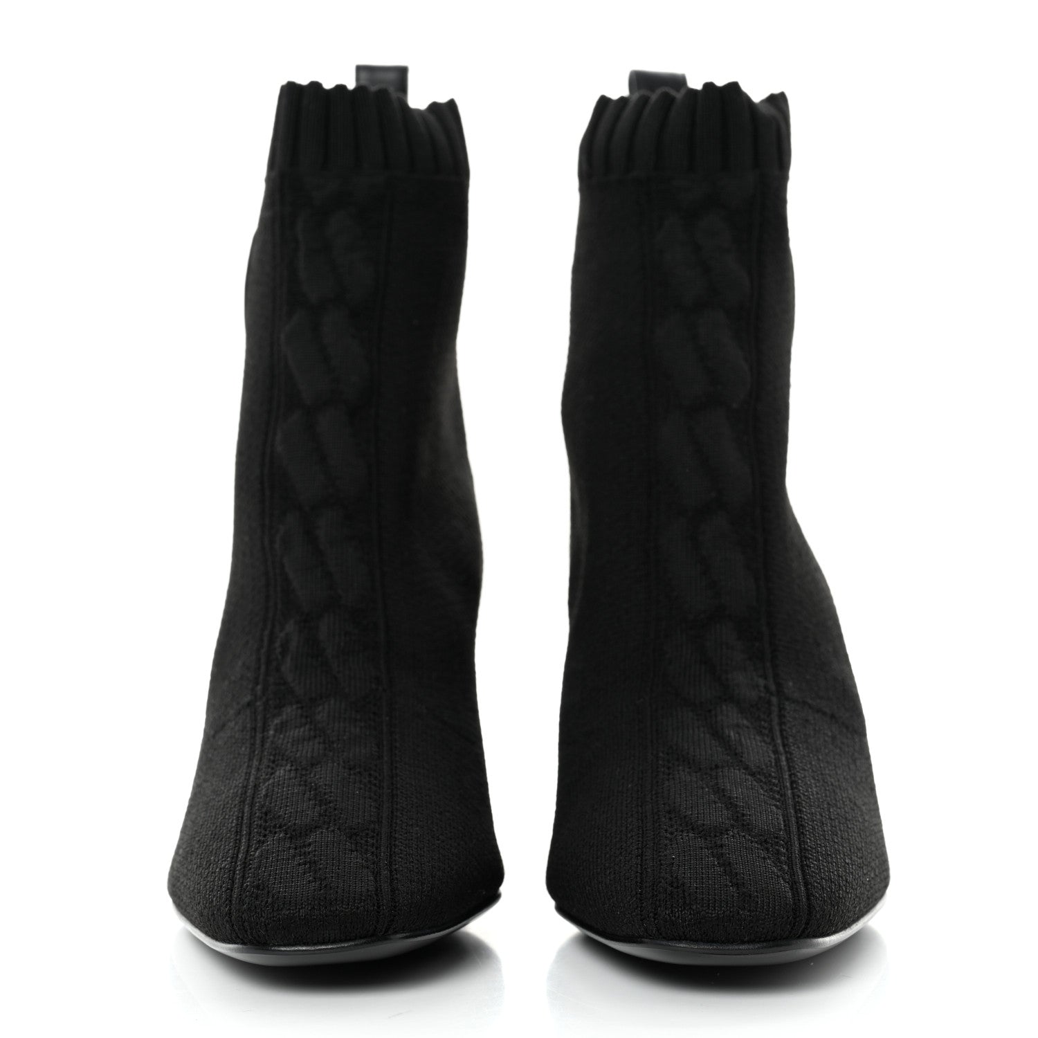 Hermes Knit Calfskin Volver Ankle Boots 35 Black 2 of 9