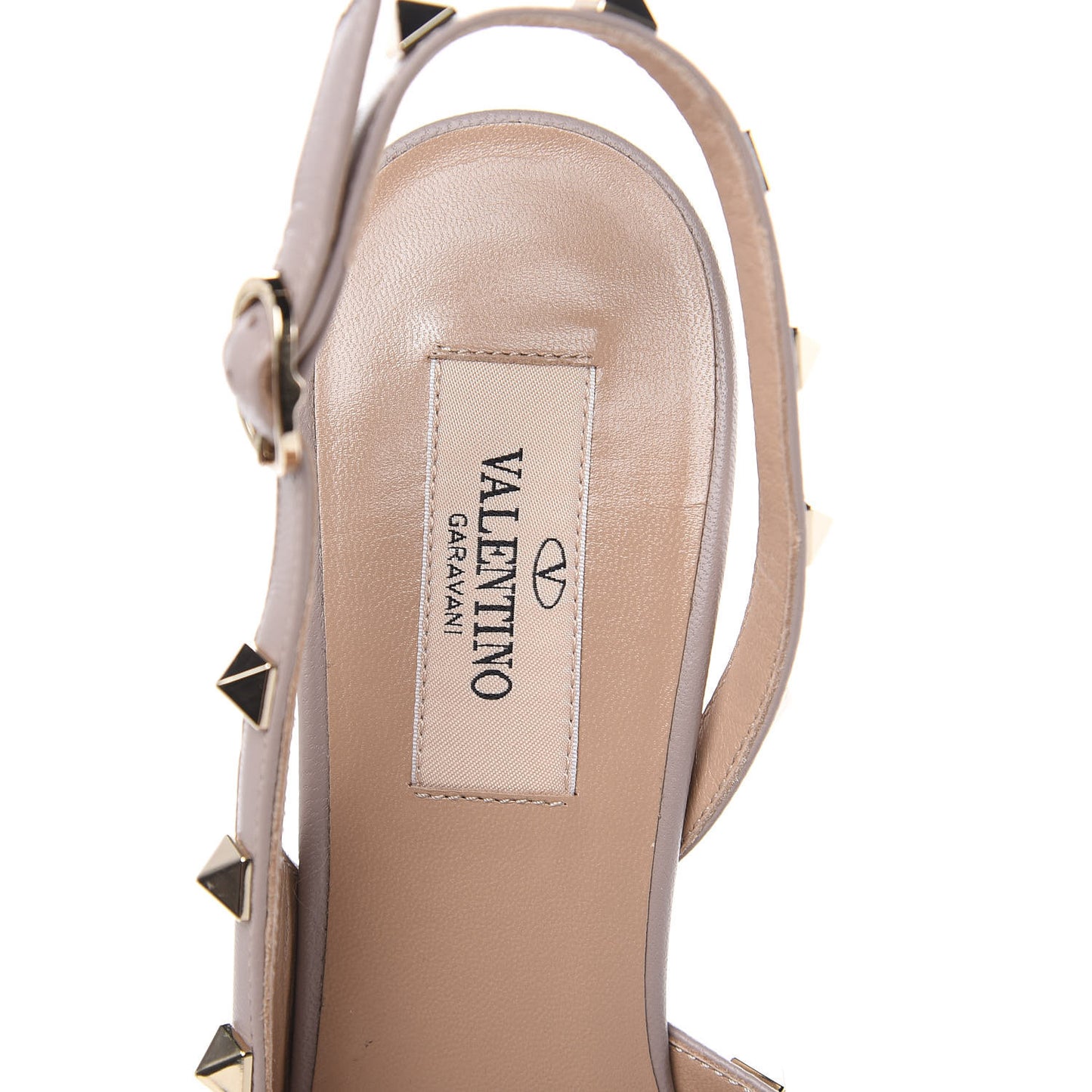 Nappa Rockstud Half D'Orsay Slingback 85mm Pumps 38 Poudre