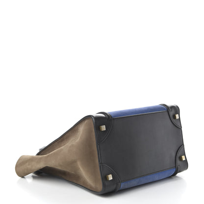Celine Nubuck Smooth Calfskin Mini Tri-Color Luggage Royal Blue 4 of 10