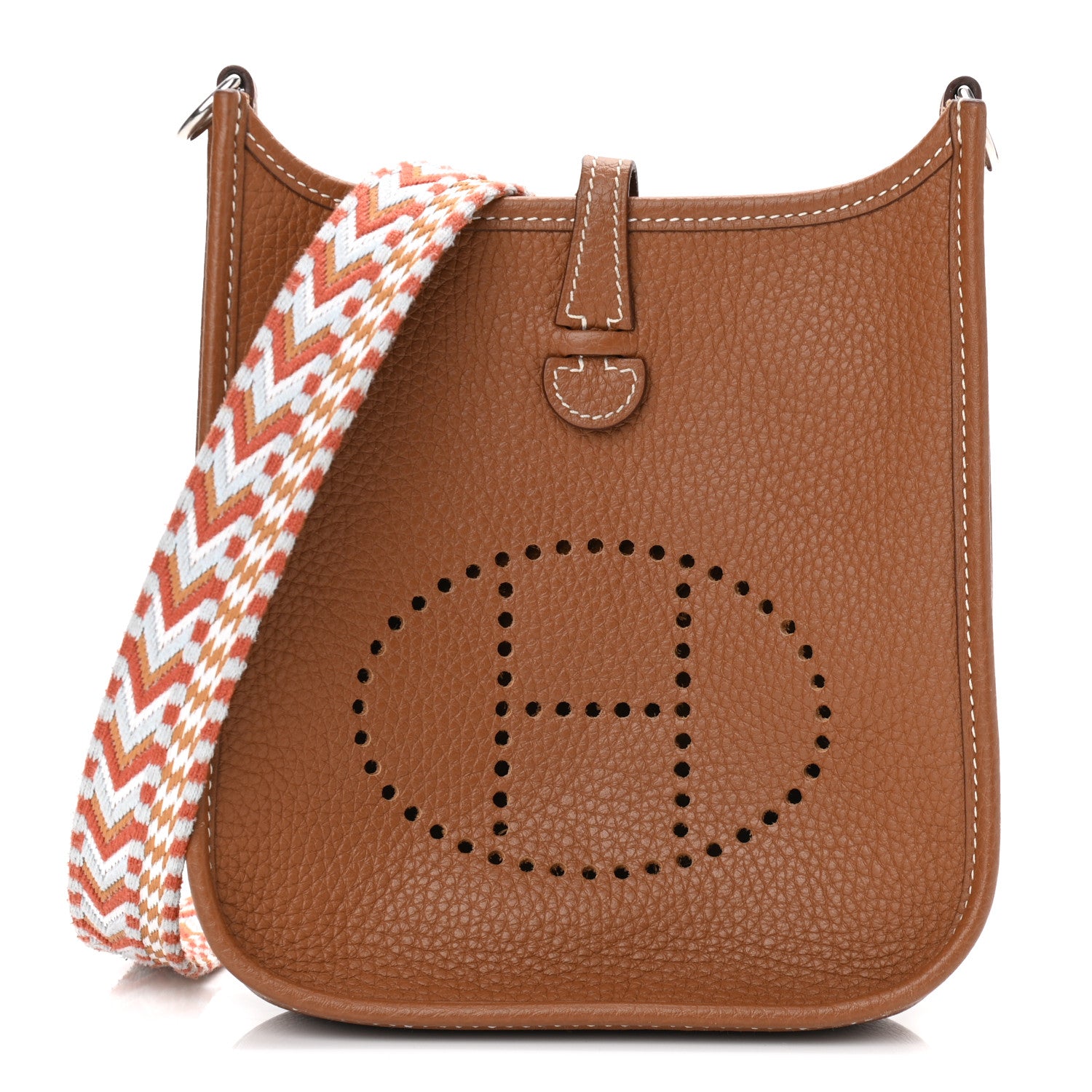 Hermes Taurillon Clemence Allegro Evelyne TPM Gold Cornaline White 1 of 12