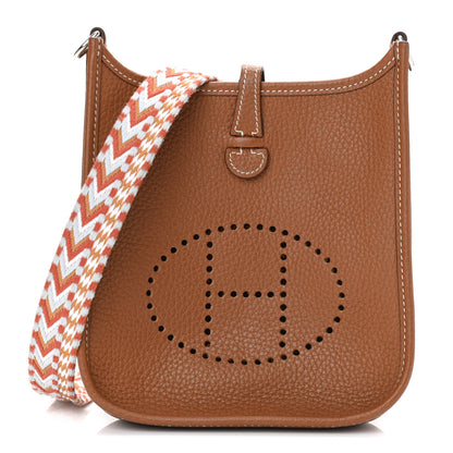 Hermes Taurillon Clemence Allegro Evelyne TPM Gold Cornaline White 1 of 12