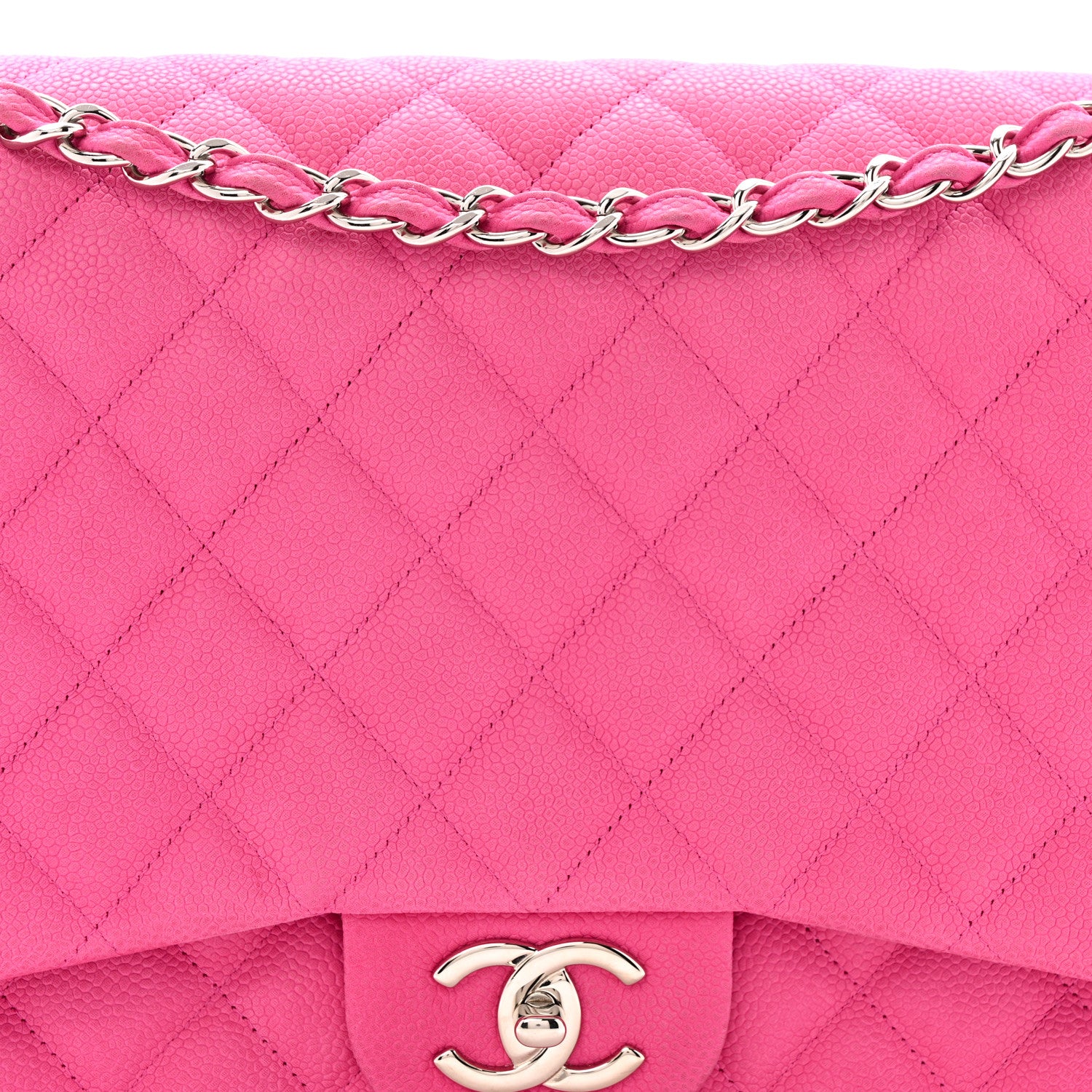 Chanel Iridescent Caviar Quilted Maxi Double Flap Hot Pink 8 of 13