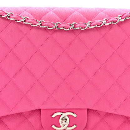 Chanel Iridescent Caviar Quilted Maxi Double Flap Hot Pink 8 of 13