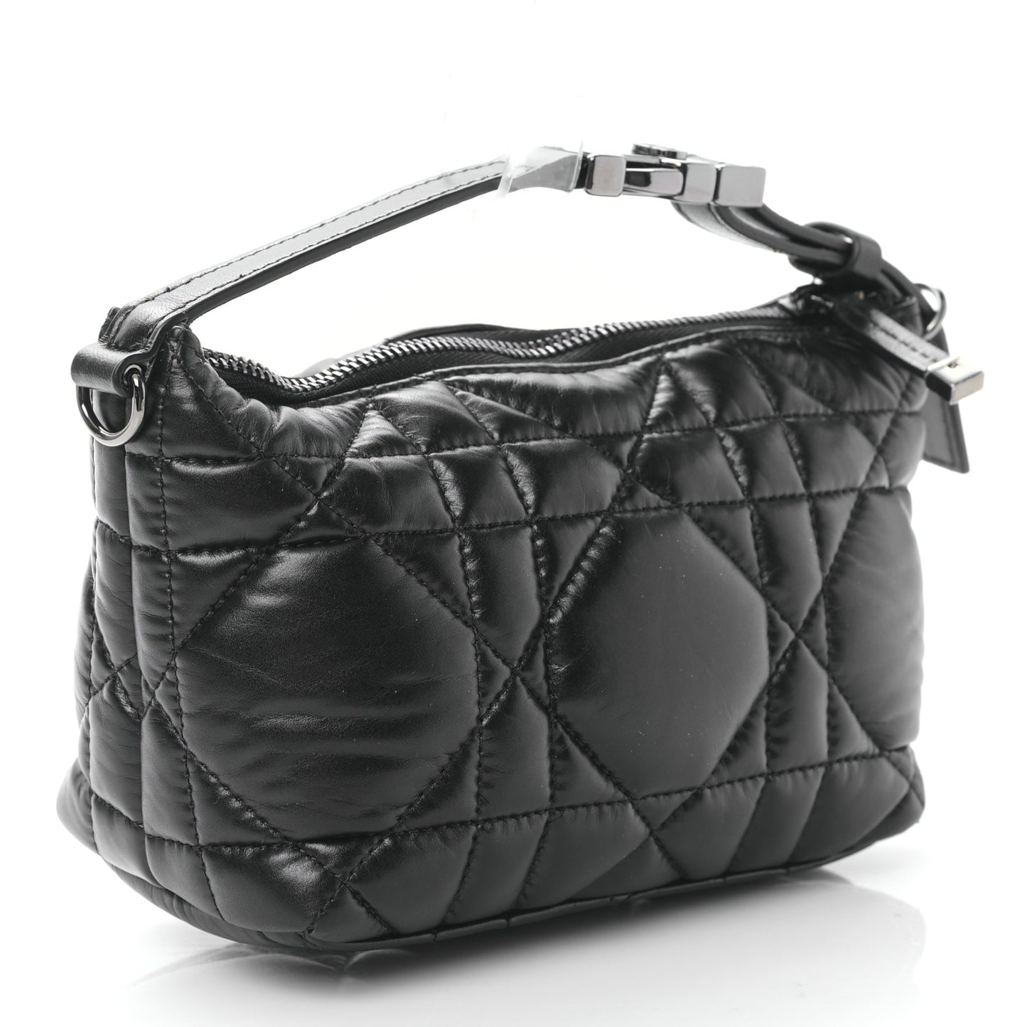 Calfskin Macrocannage Small Diortravel Nomad Pouch Black