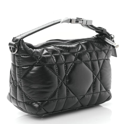 Christian Dior Calfskin Macrocannage Small Diortravel Nomad Pouch Black 3 of 9
