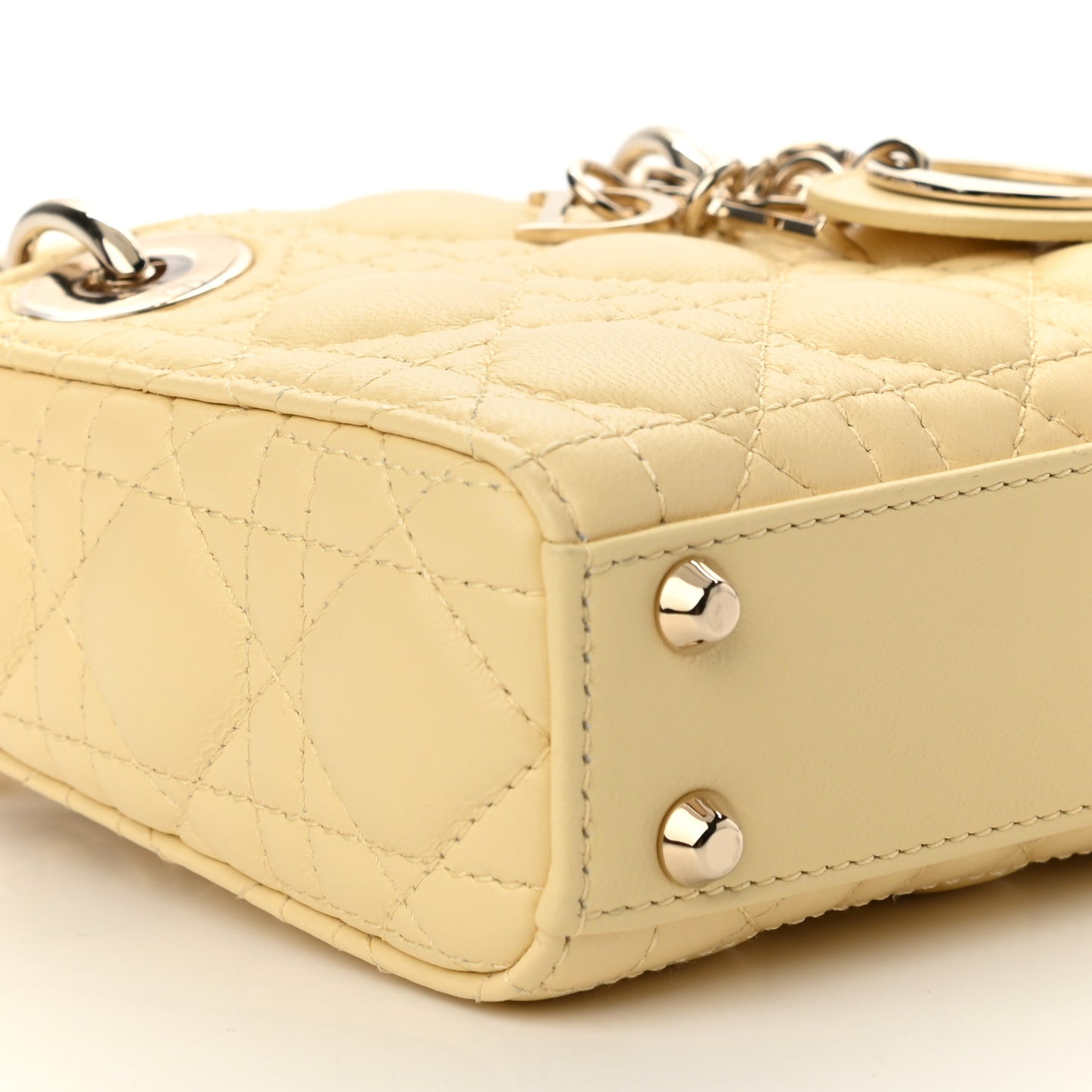 Lambskin Cannage Micro Lady Dior Soft Yellow