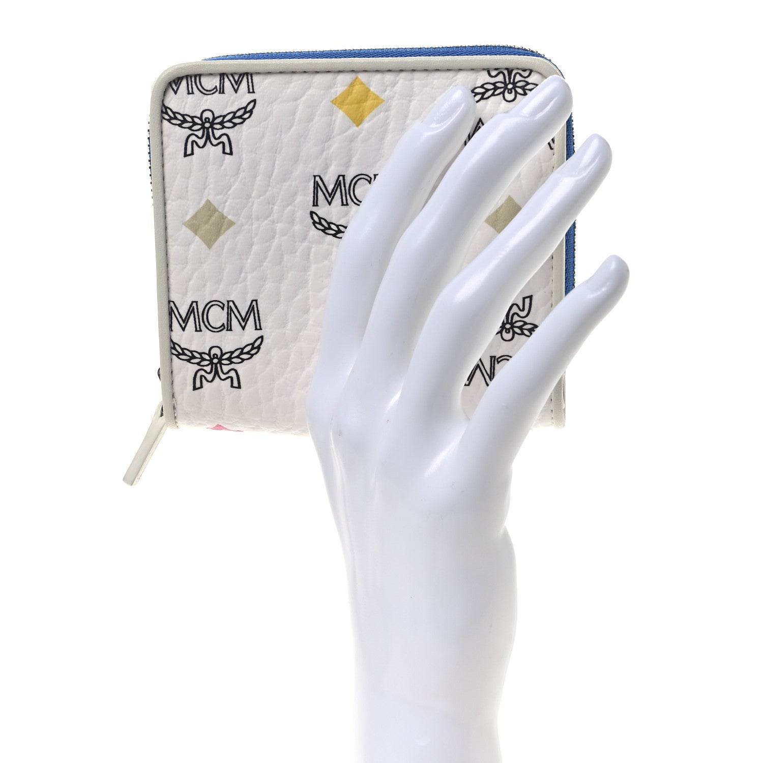 MCM Skyoptic Visetos Mini Zip Around Wallet White 2 of 9