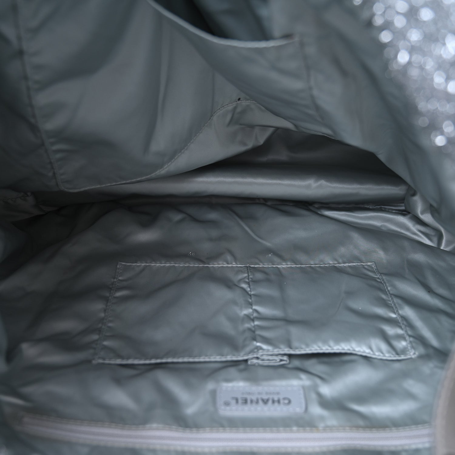 Chanel Knit Metallic Lambskin Large Shopping Tote Silver 10 of 10