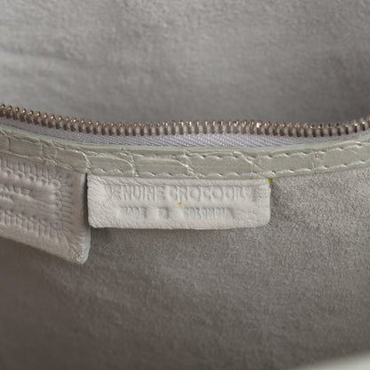 Nancy Gonzalez Metallic Crocodile Medium Leaf Tote White 5 of 8