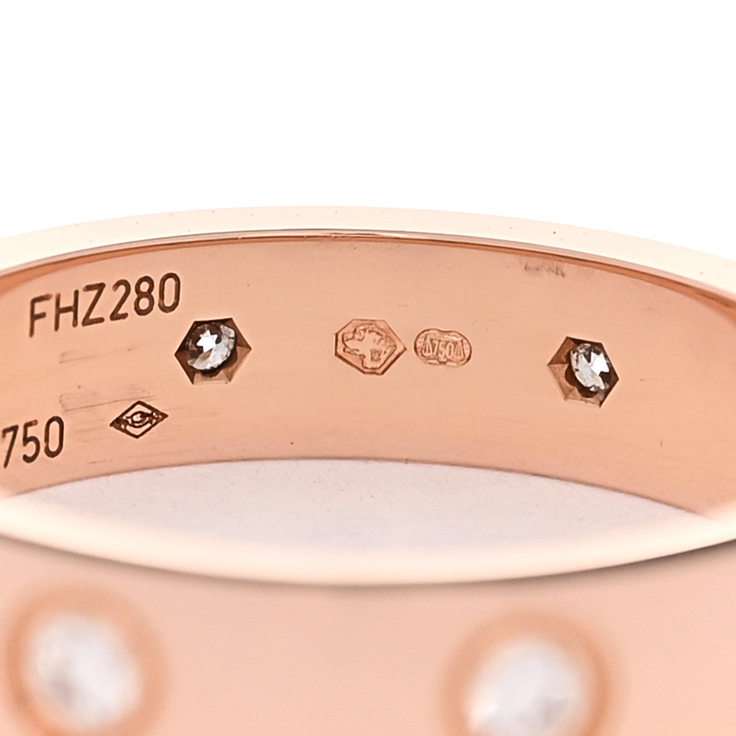 Cartier 18K Pink Gold 8 Diamond 4mm LOVE Wedding Band Ring 49 4.75 5 of 5