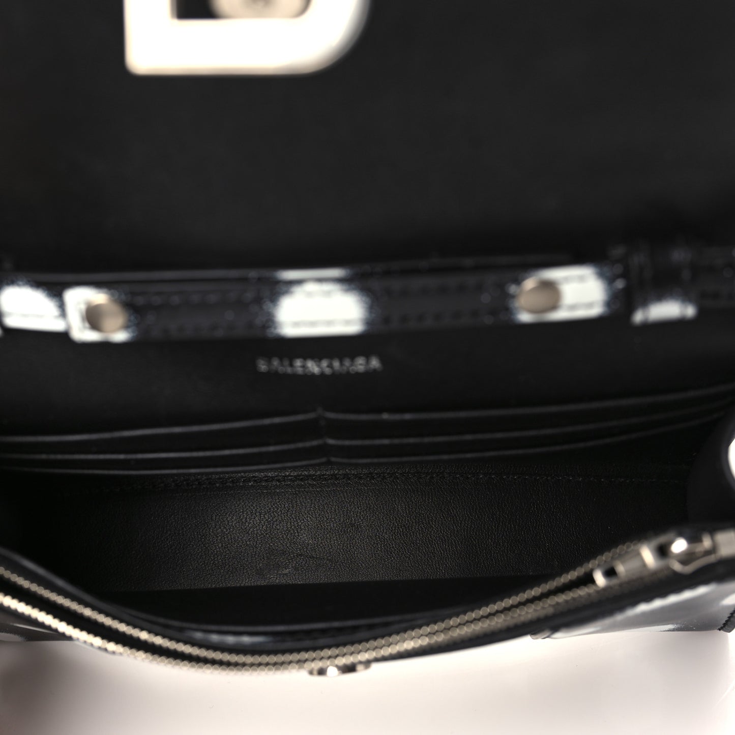 Shiny Box Calfskin Polka Dot Hourglass Chain Bag Black White