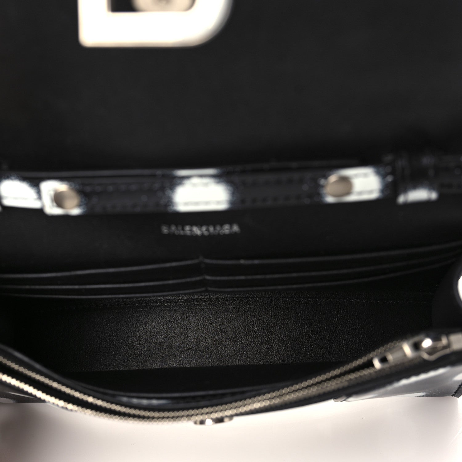 Balenciaga Shiny Box Calfskin Polka Dot Hourglass Chain Bag Black White 5 of 8
