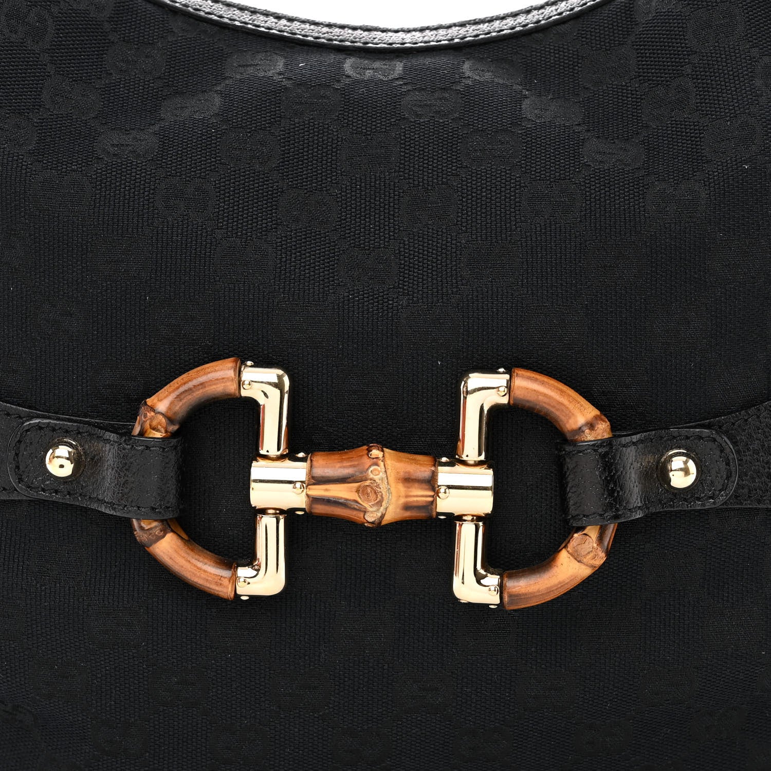 Gucci Monogram Bamboo Horsebit Amalfi Hobo Black 8 of 10