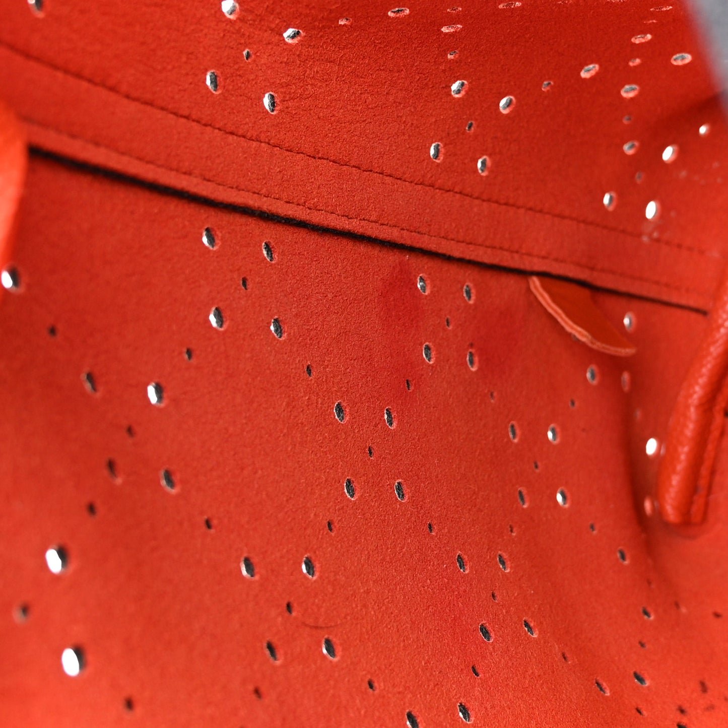 Perforated Grained Calfskin Small Shopping Tote Black