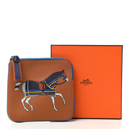 Hermes Swift Couverture Nouvelle Carre Pocket Pouch Gold Bleu Encre 9 of 9
