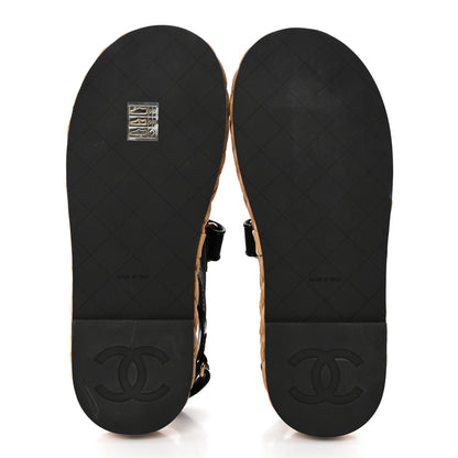 Chanel Mesh Patent Calfskin Velcro Dad Sandals 38.5 Black 5 of 12