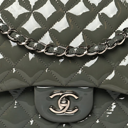 Chanel Patent Quilted Jumbo Single Flap Green 8 of 12